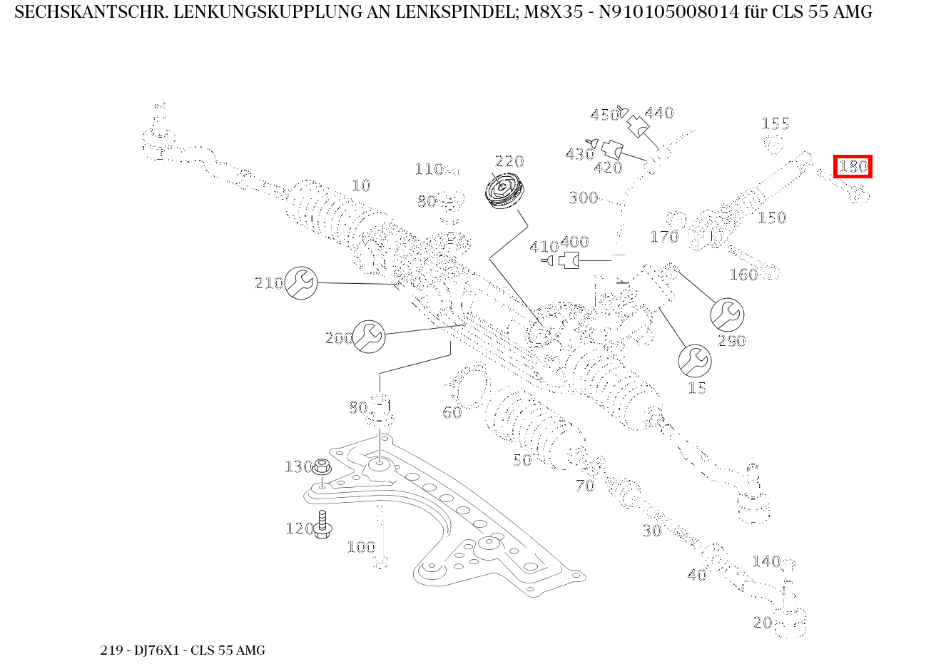 Sechskantschraube LENKUNGSKUPPLUNG AN LENKSPINDEL; M8X35 CLS 55 AMG 219