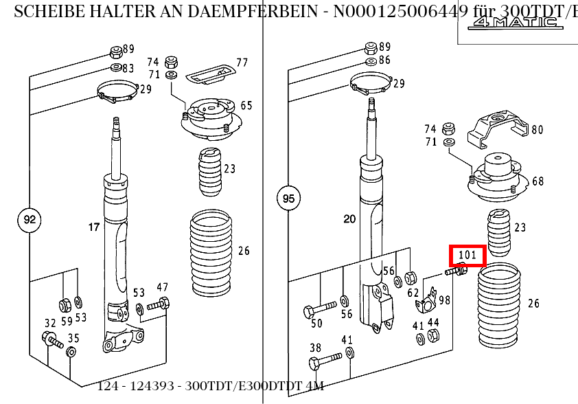 Scheibe HALTER AN DAEMPFERBEIN 300TDT/E300DTDT 4M 124 Scheibe HALTER AN DAEMPFERBEIN 300TDT/E300DTDT 4M 124
