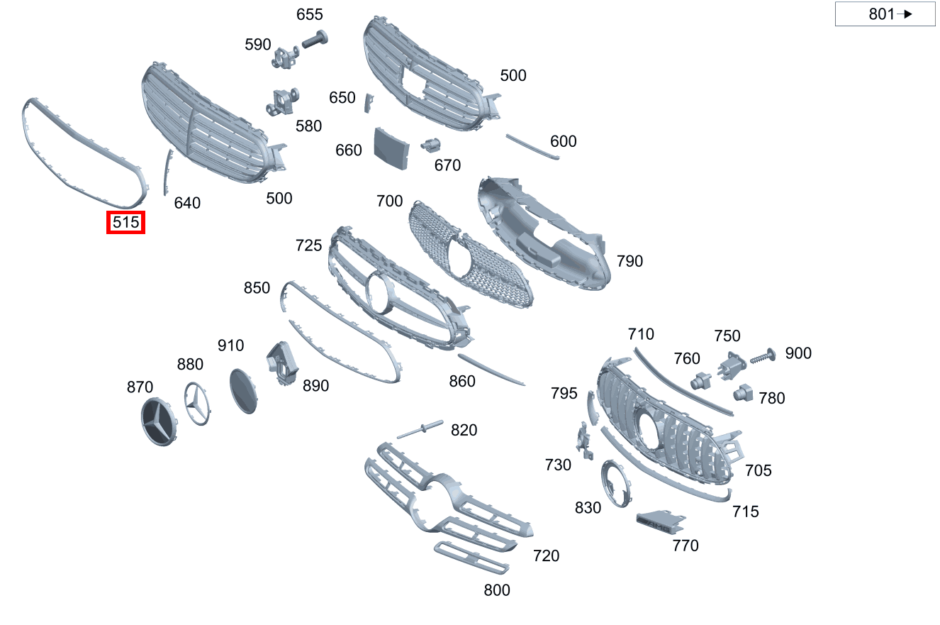 Rahmen Kühlermaske Kühlerverkleidung E 200 T-Modell 213 Rahmen Kühlermaske Kühlerverkleidung E 200 T-Modell 213