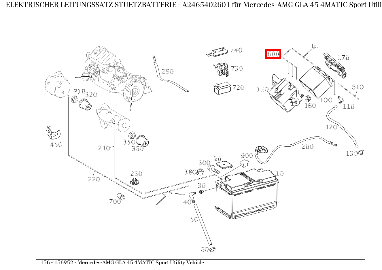 Elektrischer Leitungssatz STUETZBATTERIE Mercedes-AMG GLA 45 4MATIC Sport Utility Vehicle 156