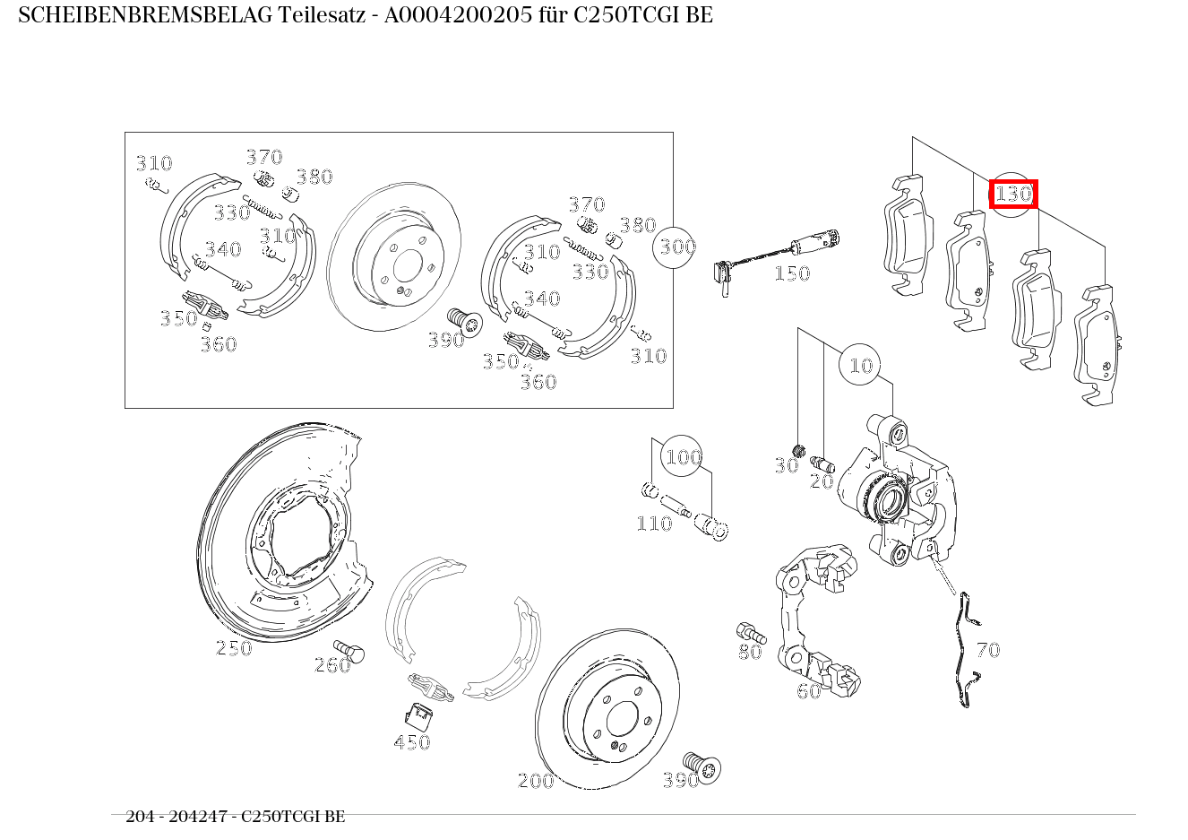 Scheibenbremsbelag Teilesatz C250TCGI BE 204 Scheibenbremsbelag Teilesatz C250TCGI BE 204