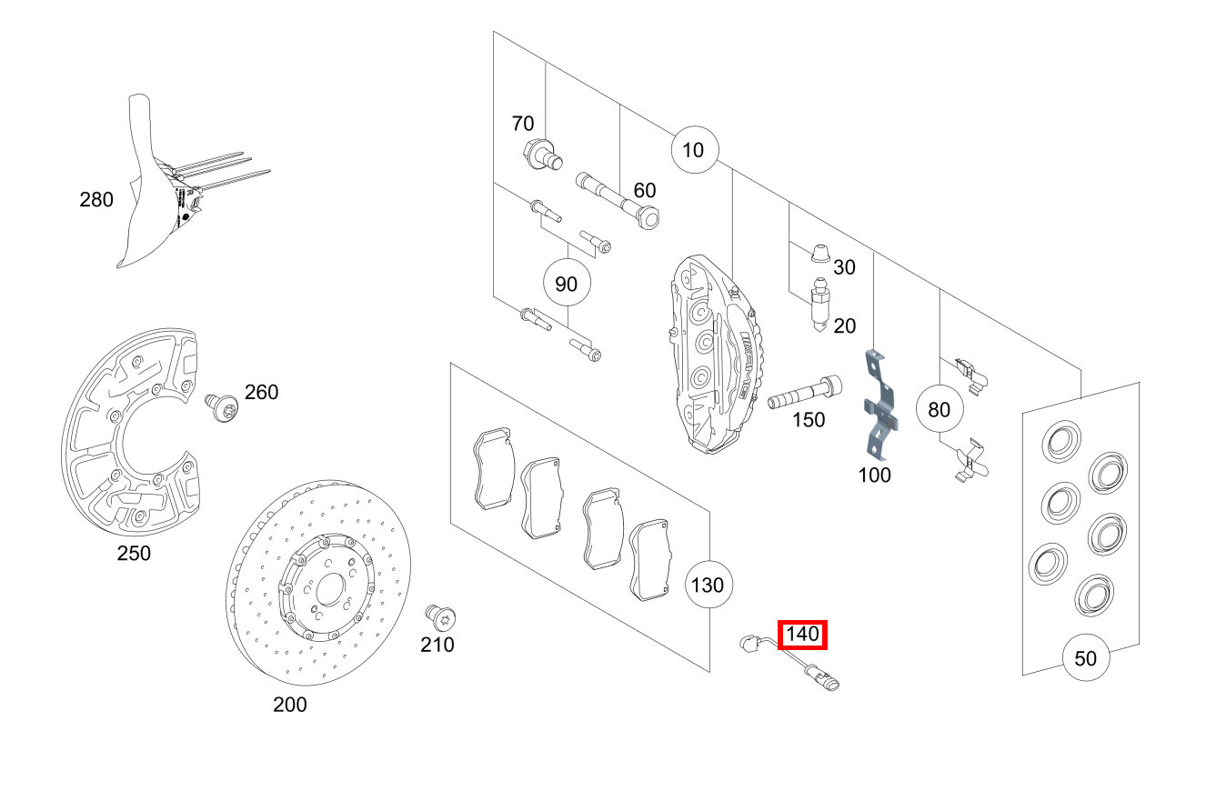 Belagverschleisssensor Geber Bremsbelagverschleißanzeige Mercedes-AMG GT 63 S E PERFORMANCE 290 Belagverschleisssensor Geber Bremsbelagverschleißanzeige Mercedes-AMG GT 63 S E PERFORMANCE 290