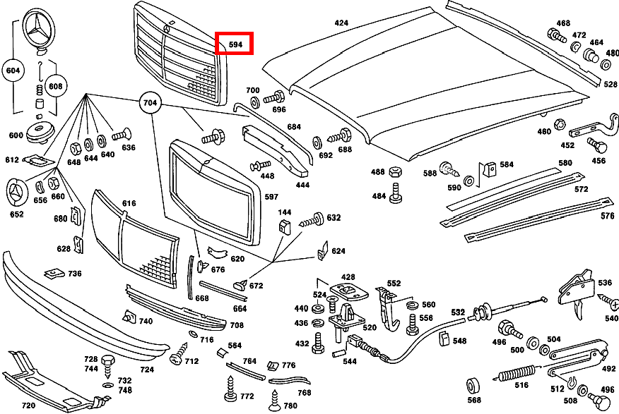Kühlerverkleidung OHNE MERCEDESSTERN 350 SE 116