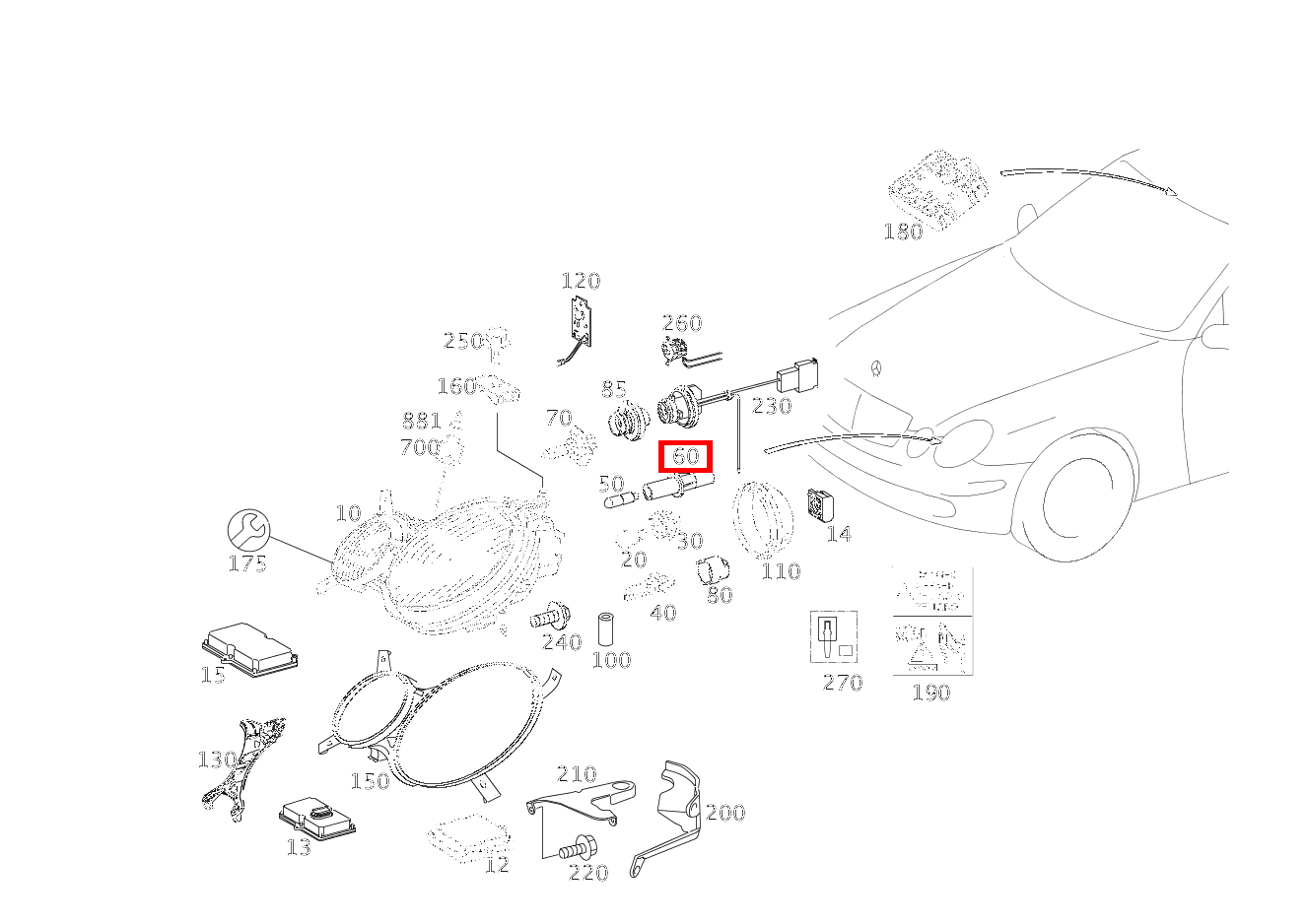 Lampenfassung STANDLICHT,RECHTS E 270 FG CDI Fahrgestell lang 211 Lampenfassung STANDLICHT,RECHTS E 270 FG CDI Fahrgestell lang 211