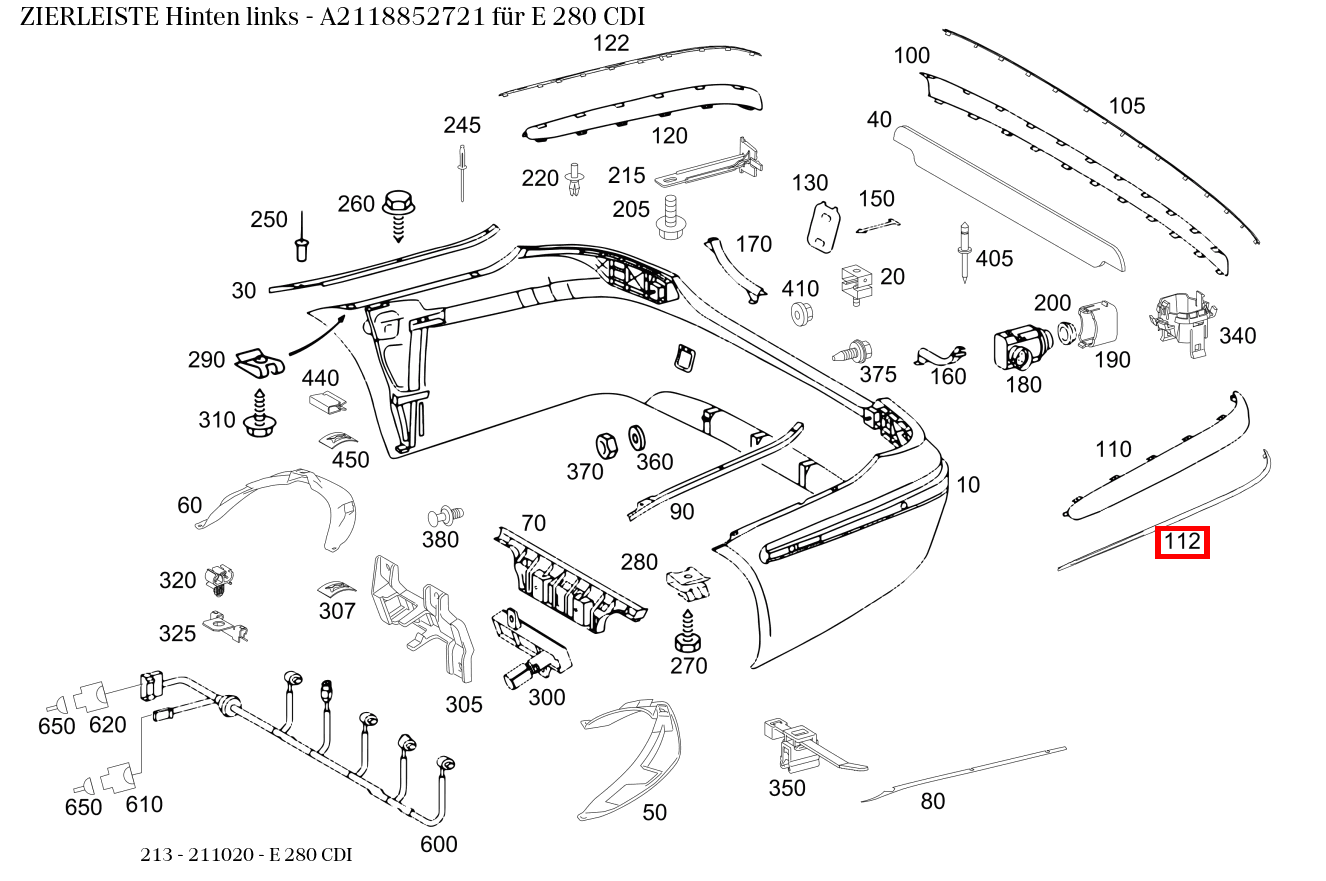 Zierleiste Hinten links E 280 CDI 213 Zierleiste Hinten links E 280 CDI 213