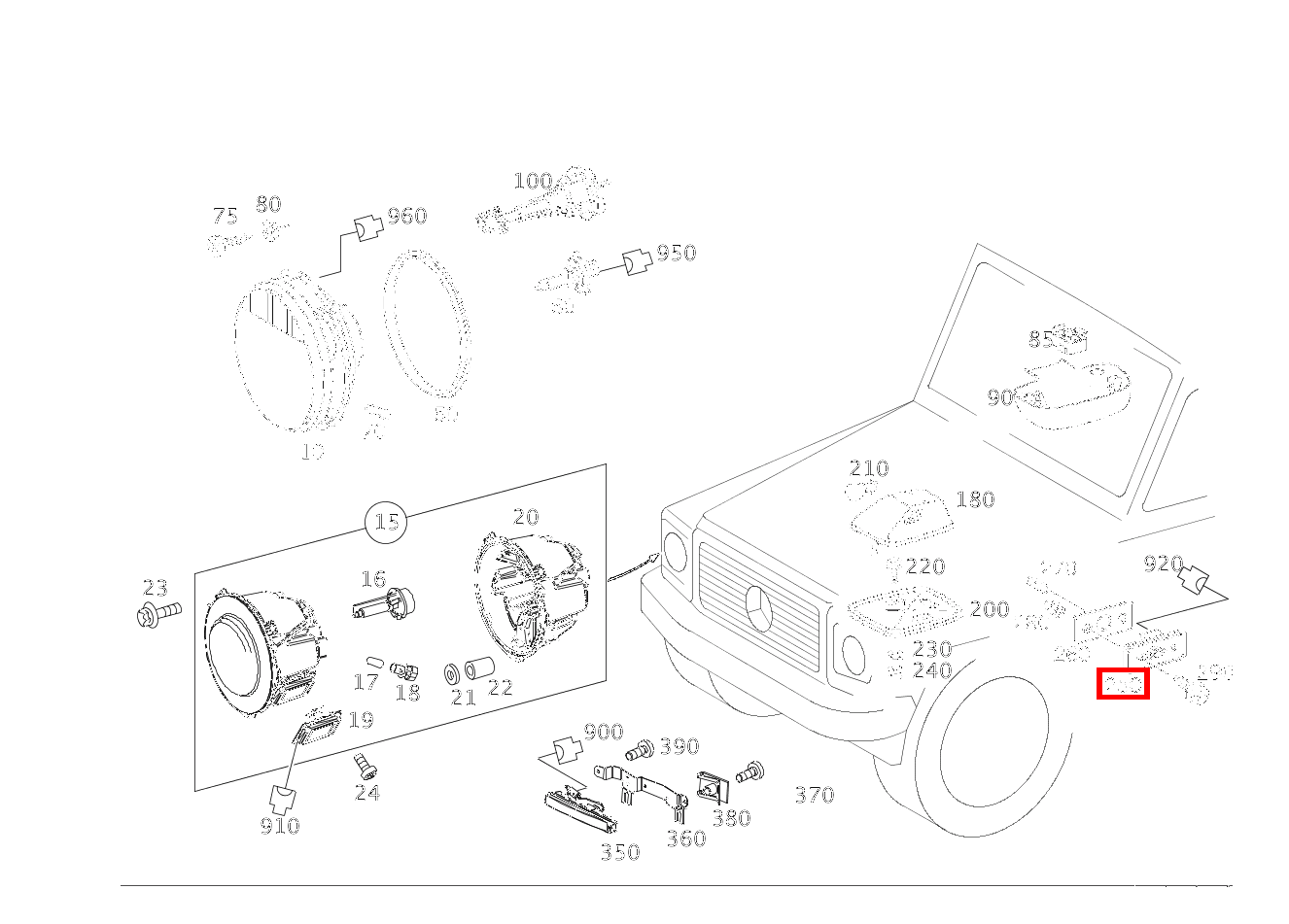 SEITENSTRAHLER (SEITENMARKIERUNGSLEUCHTE), GELB G 350d 463 SEITENSTRAHLER (SEITENMARKIERUNGSLEUCHTE), GELB G 350d 463