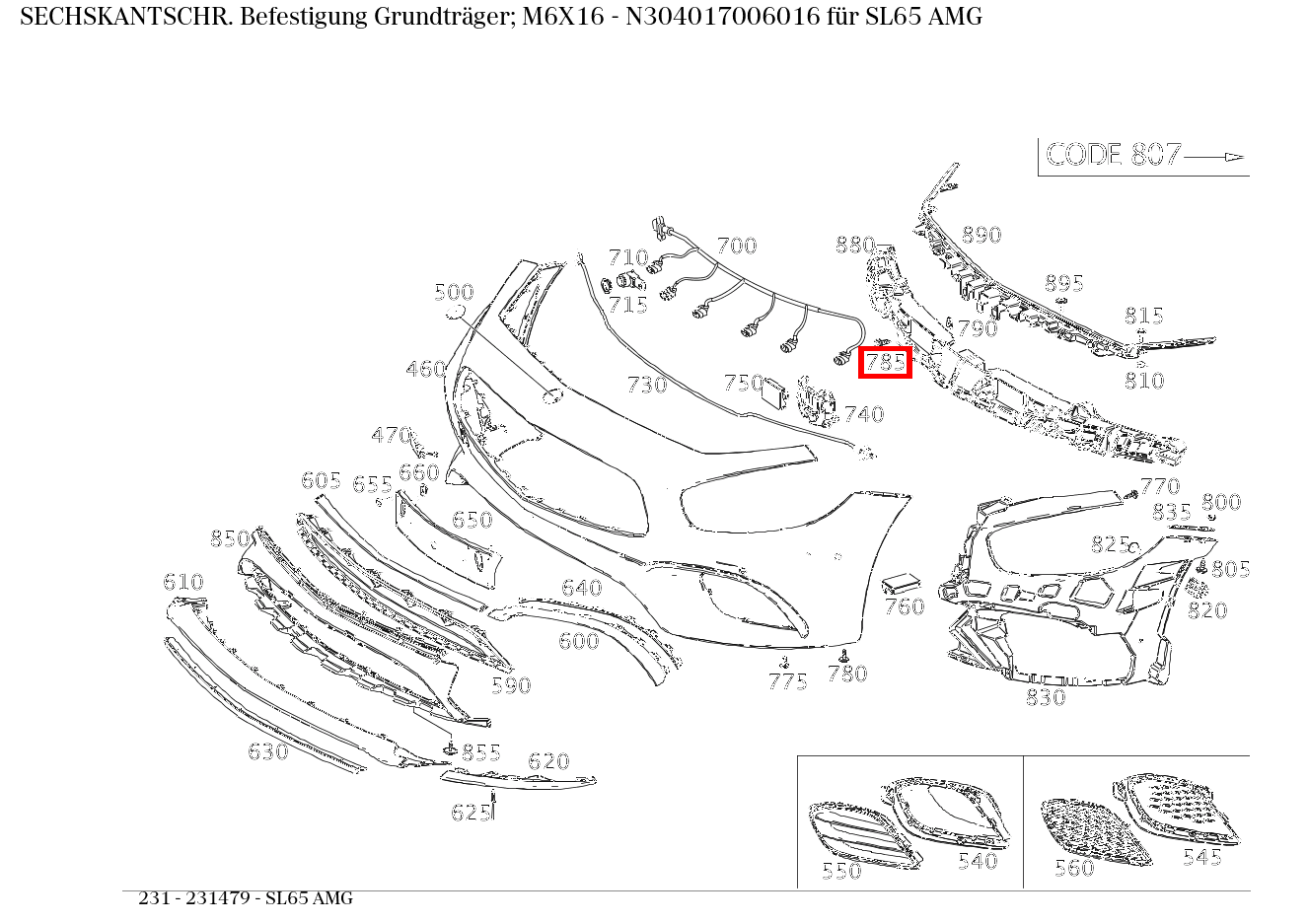 Sechskantschraube Befestigung Grundträger; M6X16 SL65 AMG 231