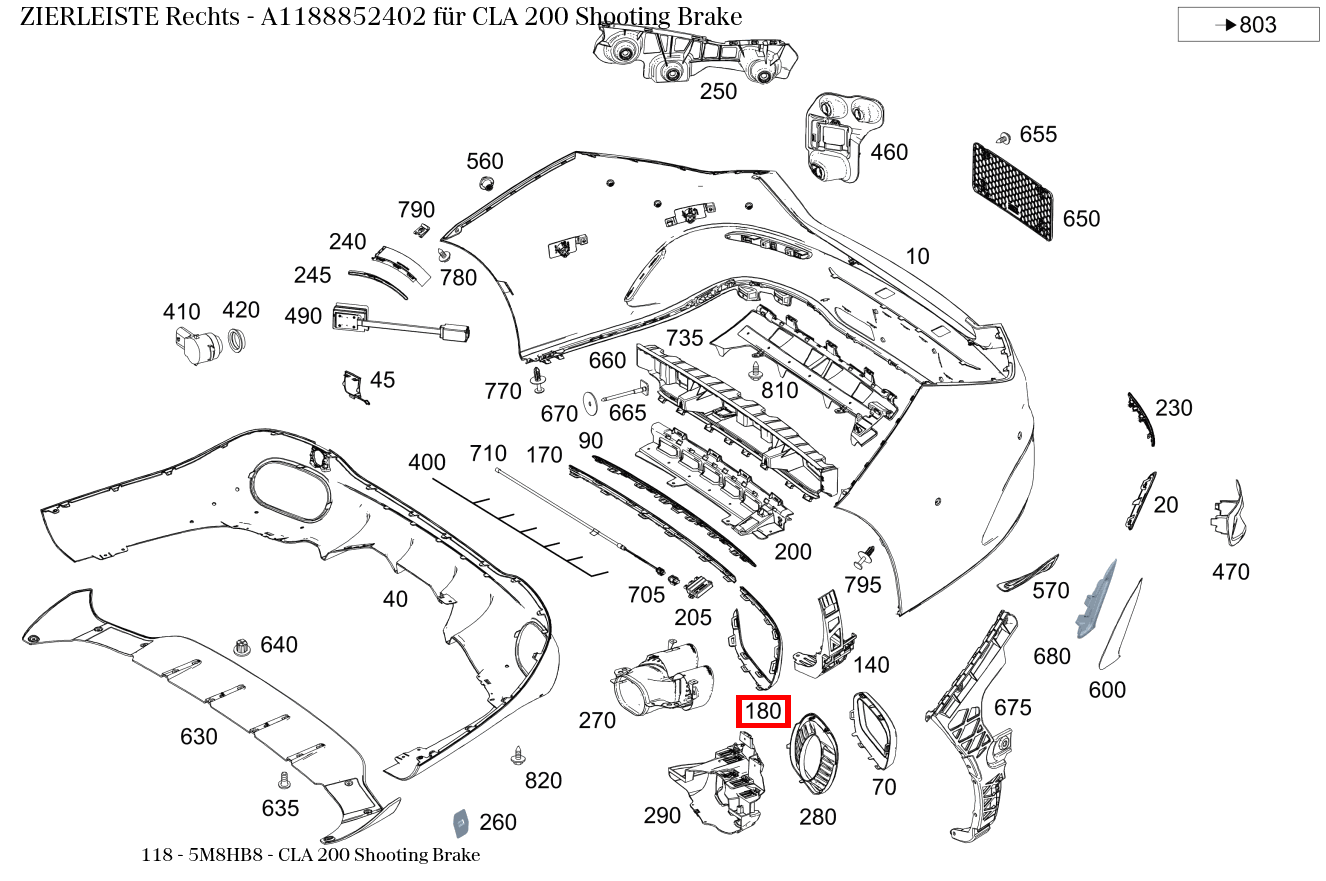 Zierleiste Rechts CLA 200 Shooting Brake 118 Zierleiste Rechts CLA 200 Shooting Brake 118