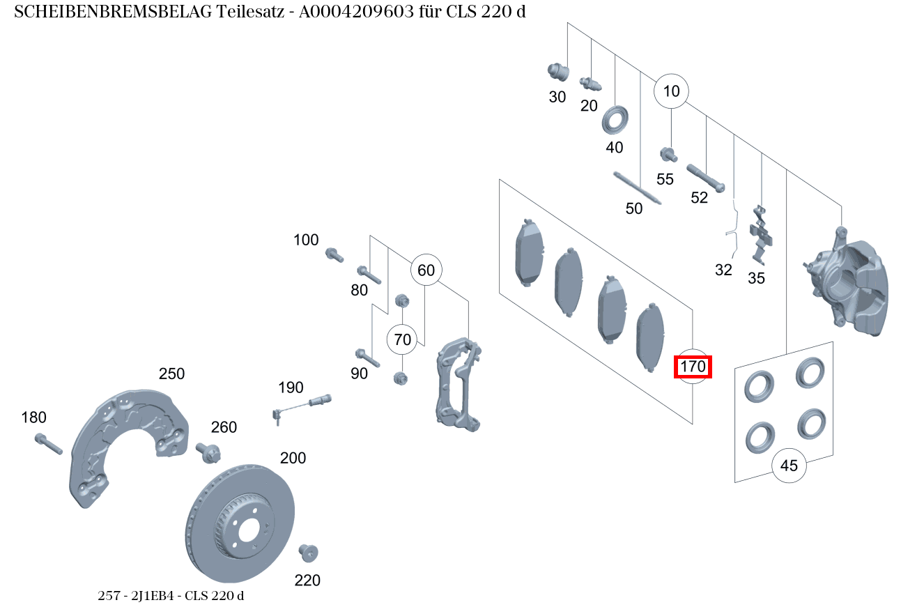 Scheibenbremsbelag Teilesatz CLS 220 d 257 Scheibenbremsbelag Teilesatz CLS 220 d 257