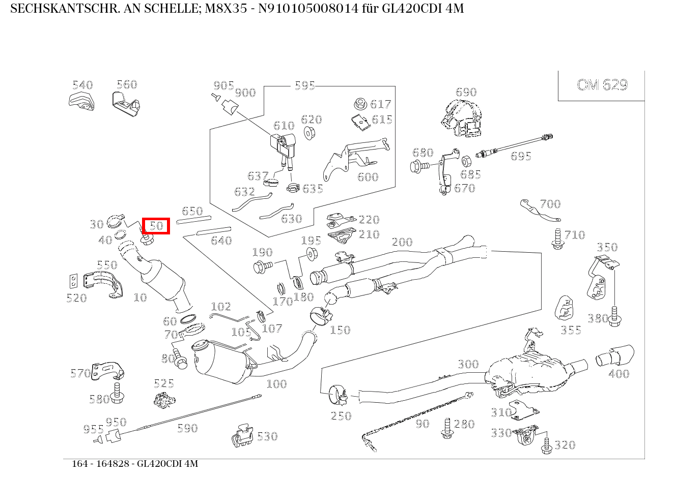 Sechskantschraube AN SCHELLE; M8X35 GL420CDI 4M 164