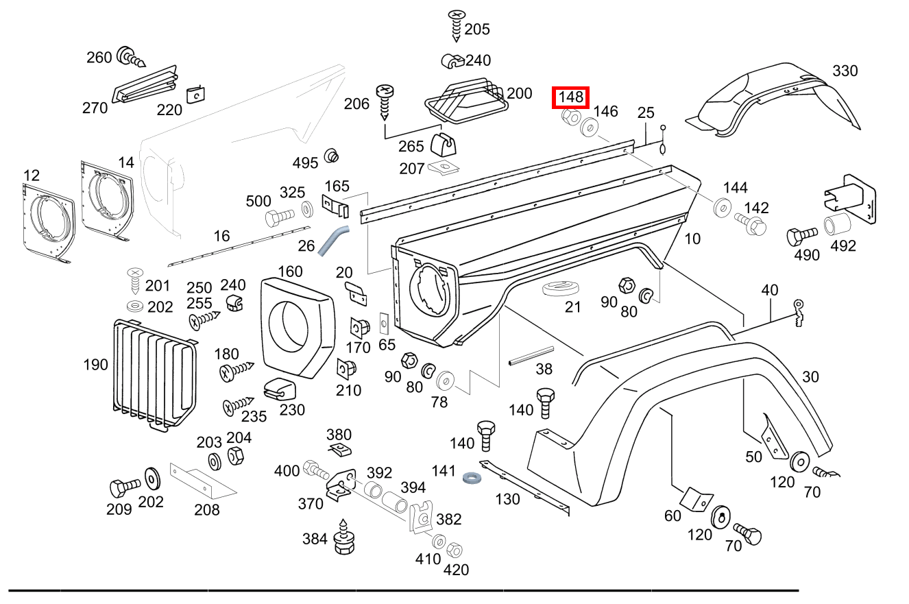 Mutter Kotflügel an Radkasten rechts; M6 G 300 CDI/4X4/3428 Lang 461 Mutter Kotflügel an Radkasten rechts; M6 G 300 CDI/4X4/3428 Lang 461