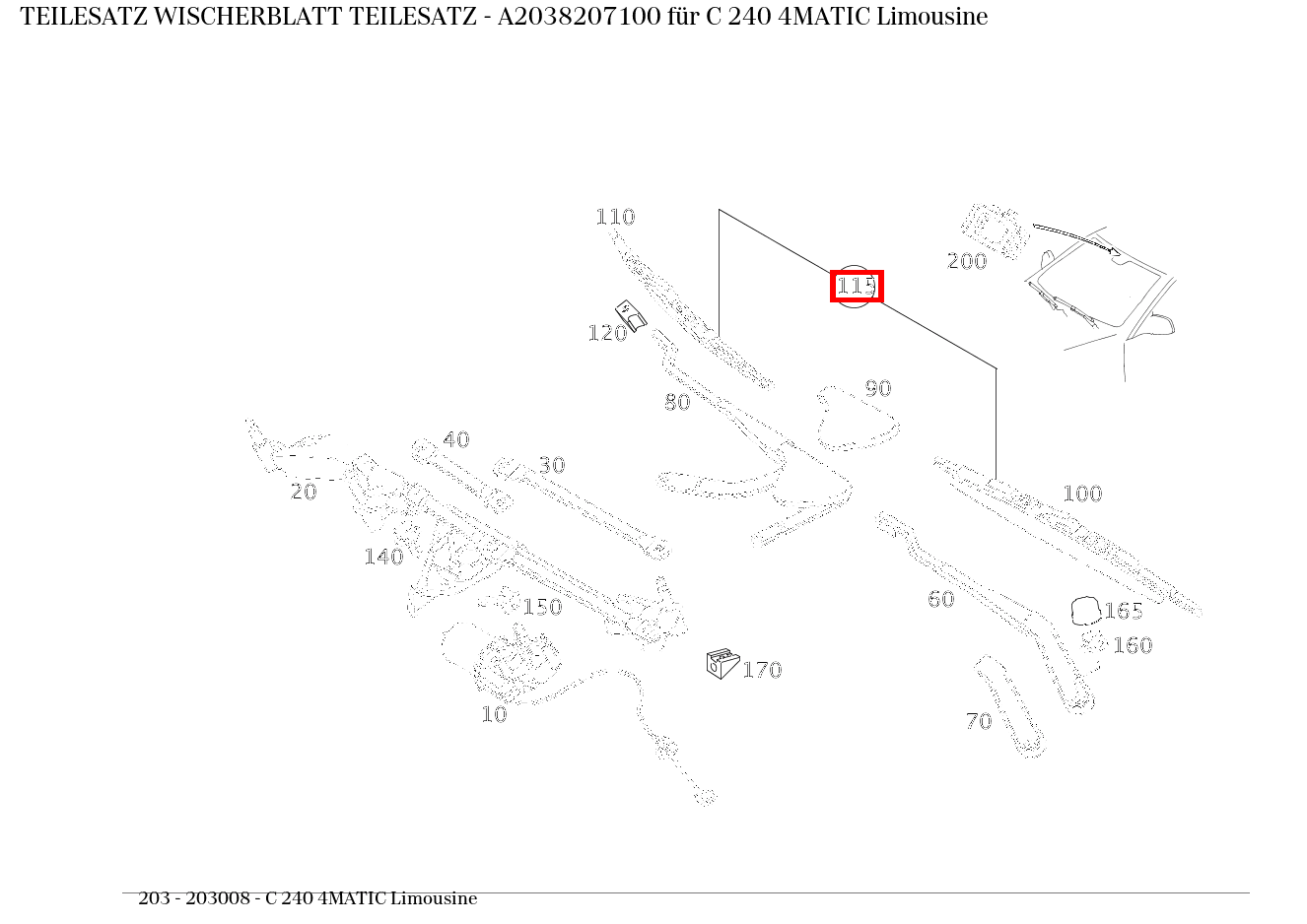 Teilesatz Wischerblatt TEILESATZ C 240 4MATIC Limousine 203