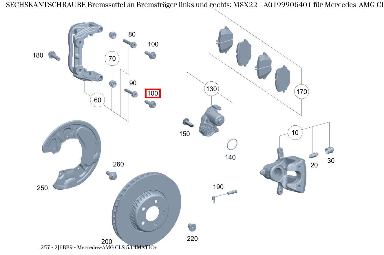 Sechskantschraube Bremssattel an Bremsträger links und rechts  