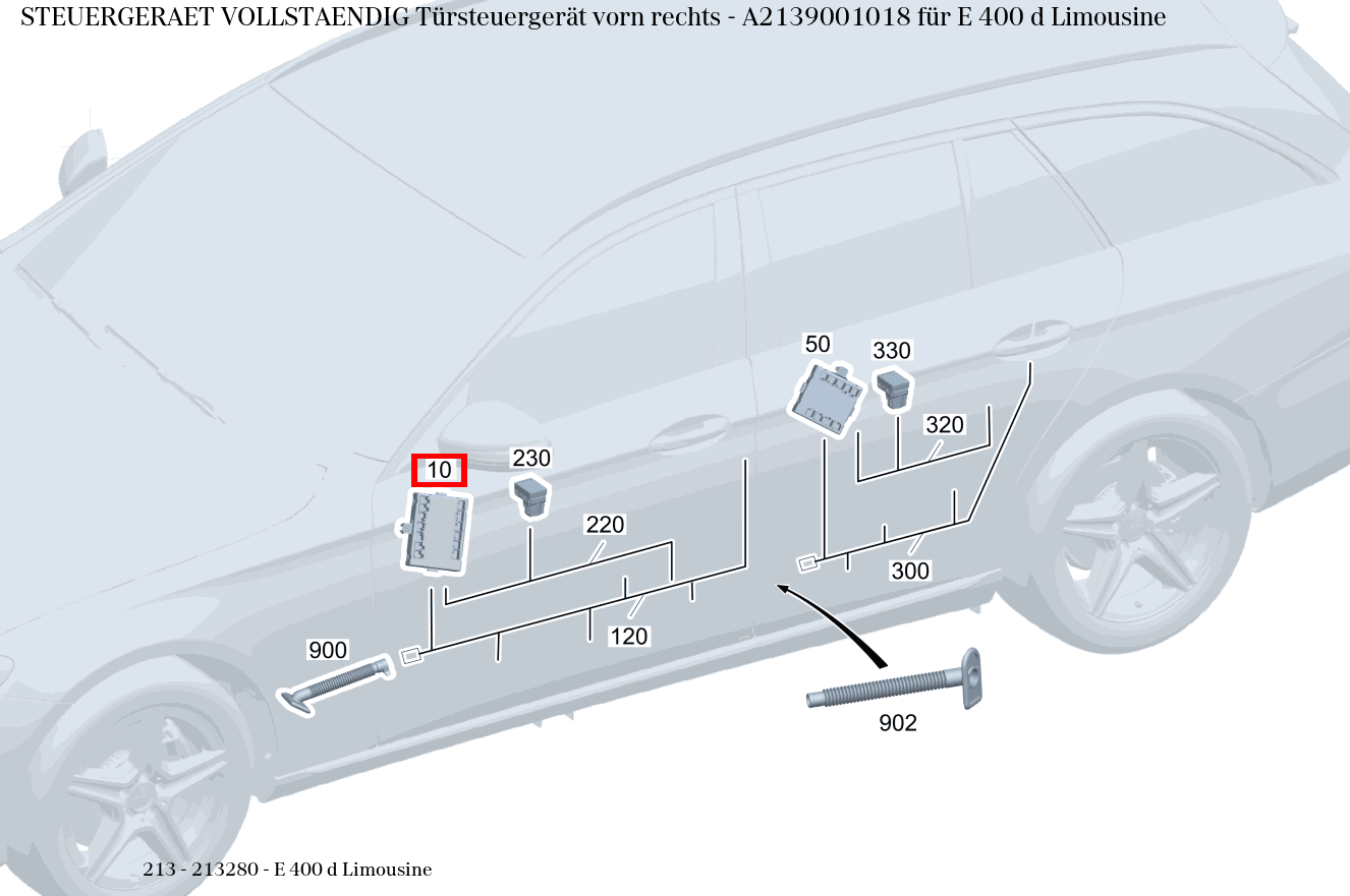 Steuergerät vollständig Türsteuergerät vorn rechts E 400 d Limousine 213