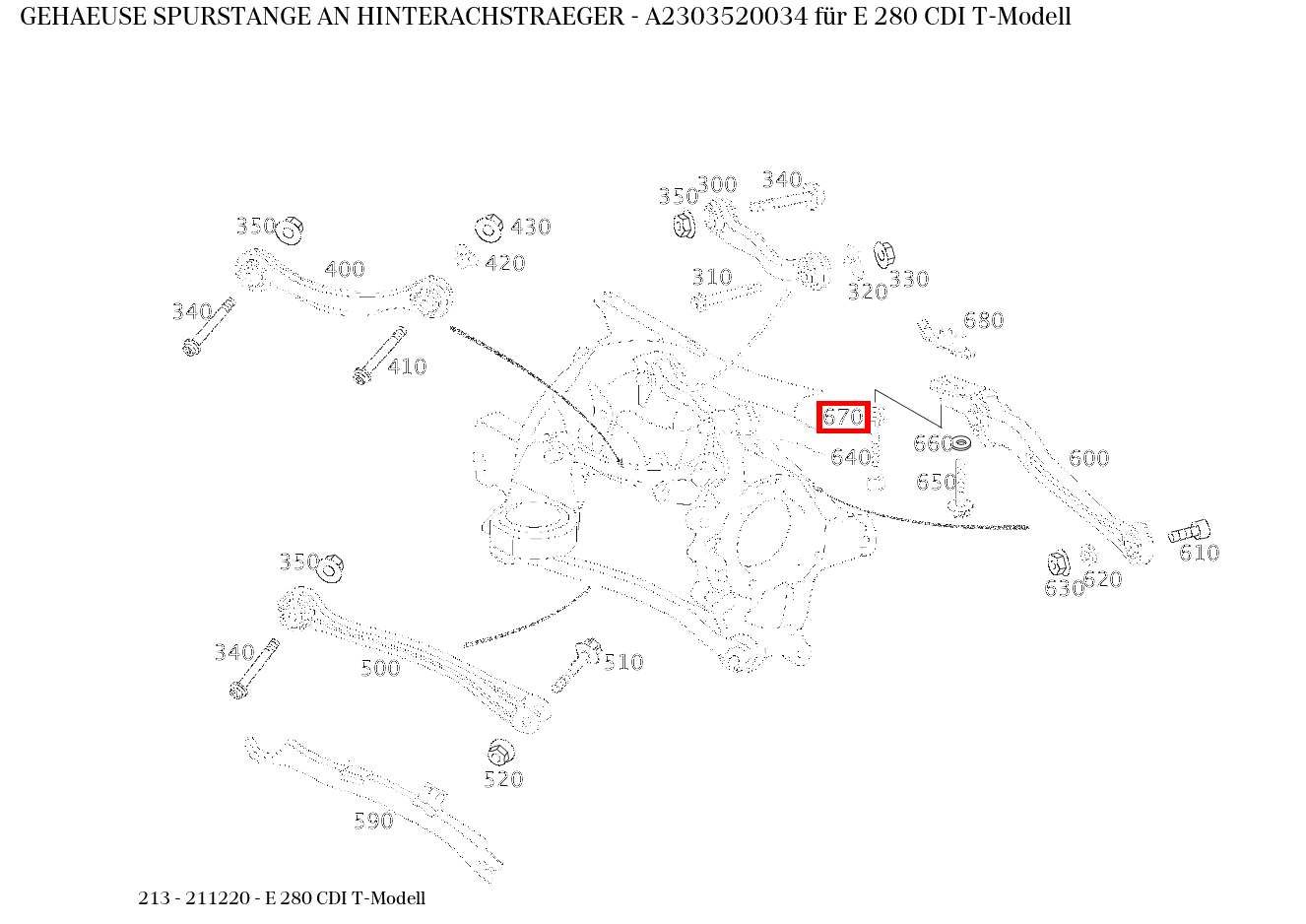 Gehäuse SPURSTANGE AN HINTERACHSTRAEGER E 280 CDI T-Modell 213 Gehäuse SPURSTANGE AN HINTERACHSTRAEGER E 280 CDI T-Modell 213