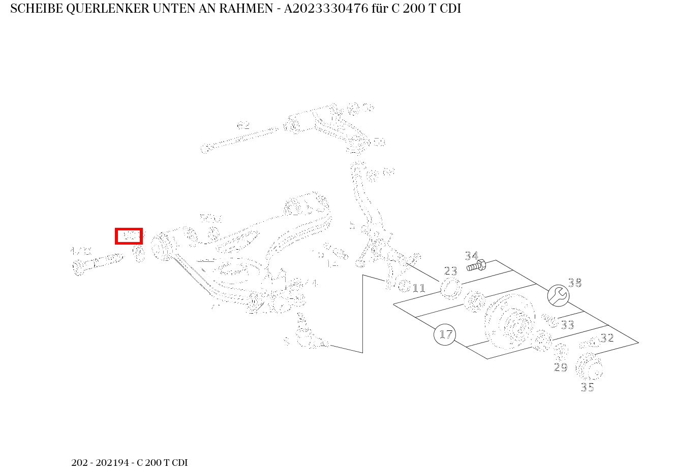 Scheibe QUERLENKER UNTEN AN RAHMEN C 200 T CDI 202
