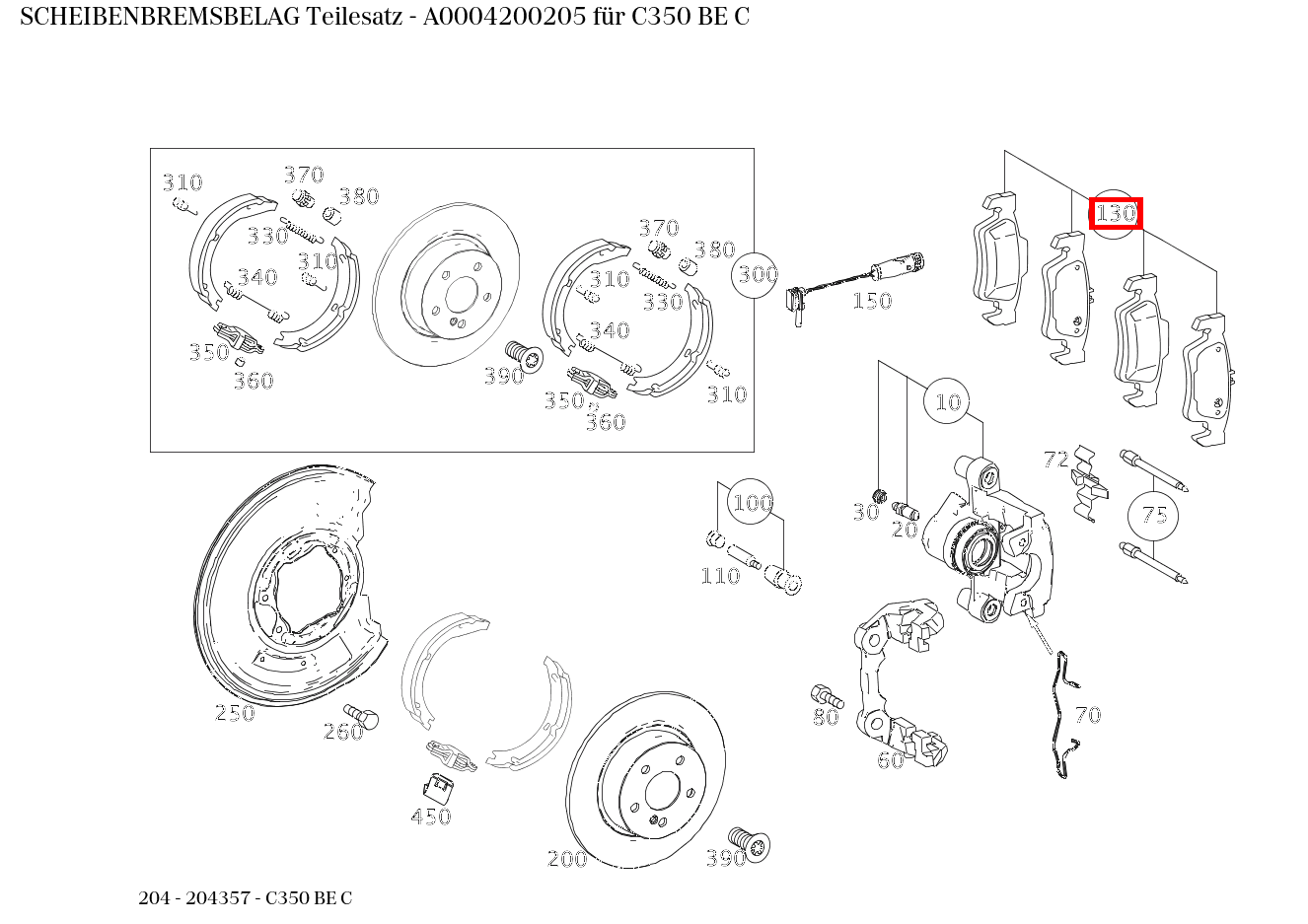 Scheibenbremsbelag Teilesatz C350 BE C 204 Scheibenbremsbelag Teilesatz C350 BE C 204