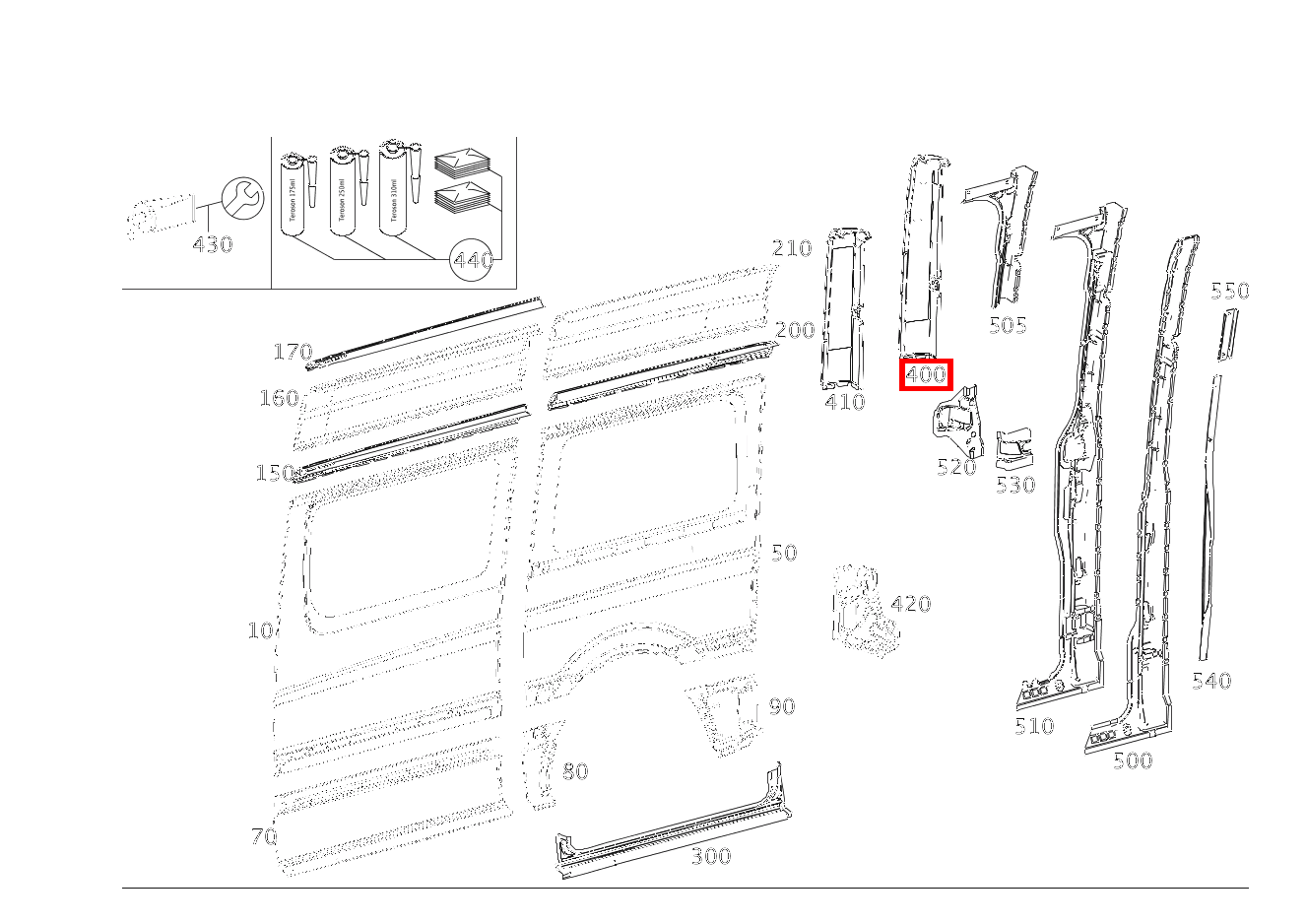 Beplankung D-Säule, oben rechts 906 Beplankung D-Säule, oben rechts 906