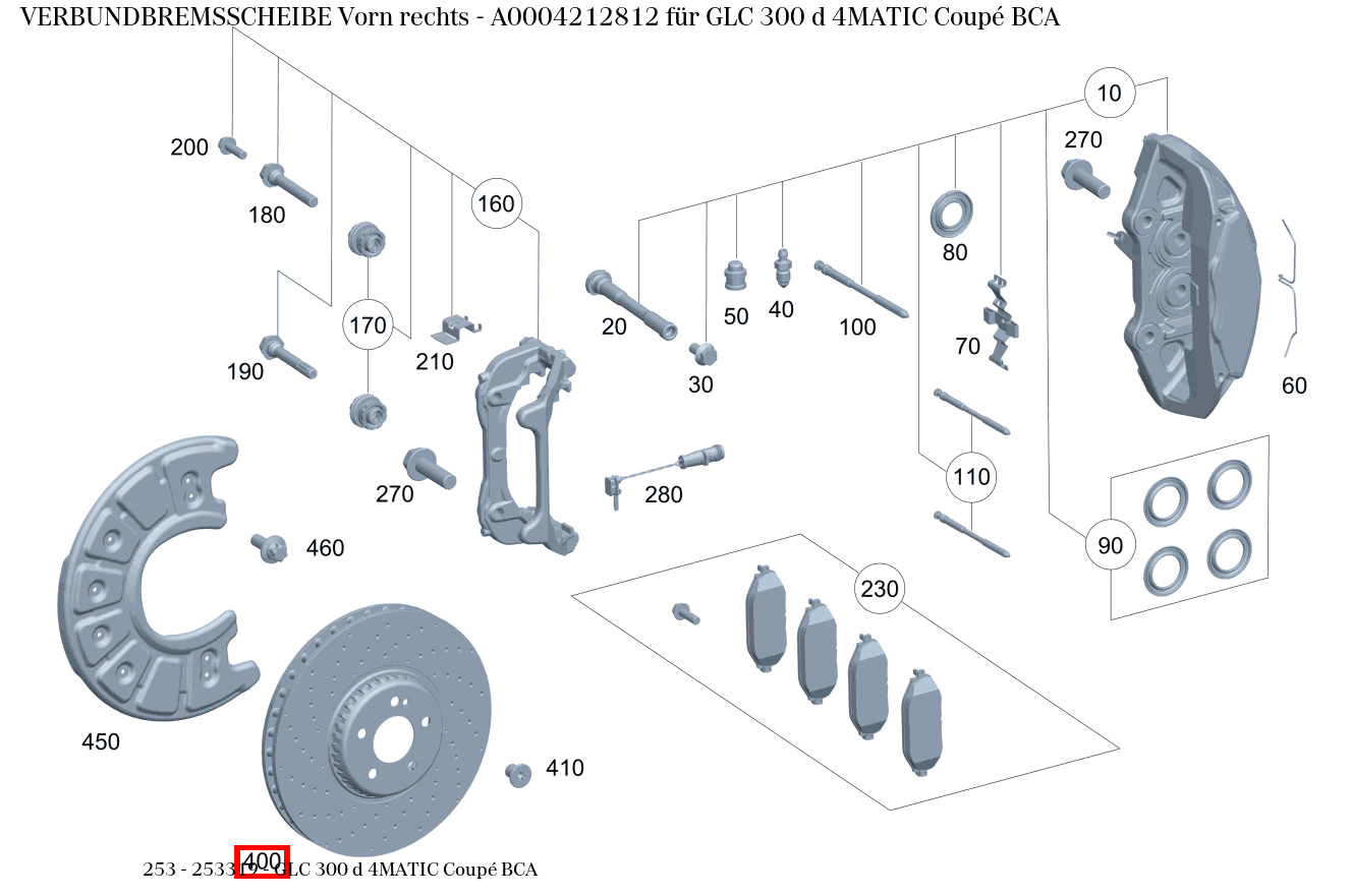 Verbundbremsscheibe Vorn rechts GLC 300 d 4MATIC Coupé BCA 253