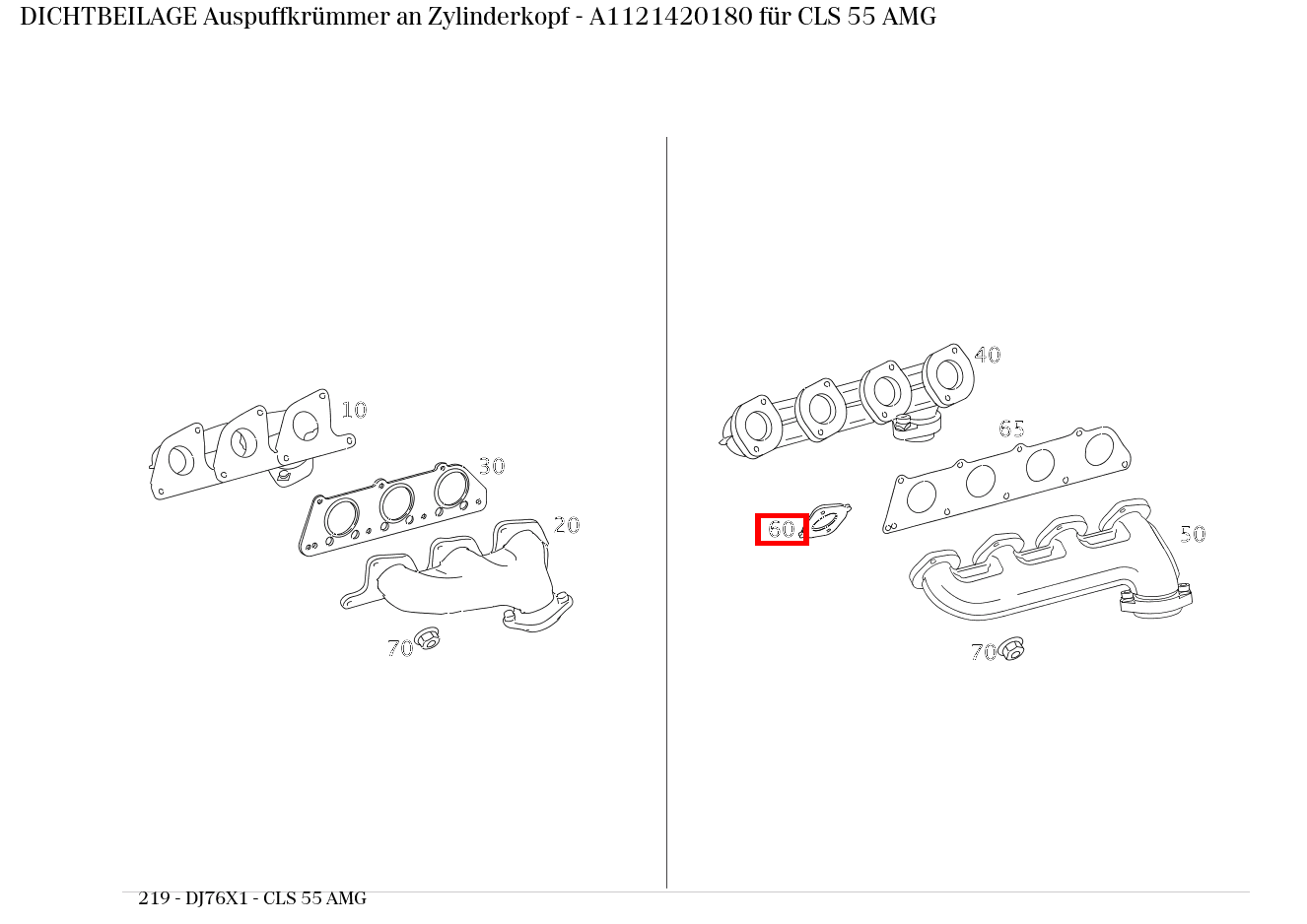 Dichtbeilage Auspuffkrümmer an Zylinderkopf CLS 55 AMG 219 Dichtbeilage Auspuffkrümmer an Zylinderkopf CLS 55 AMG 219