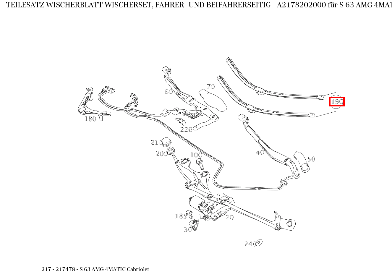 Teilesatz Wischerblatt WISCHERSET, FAHRER- UND BEIFAHRERSEITIG S 63 AMG 4MATIC Cabriolet 217