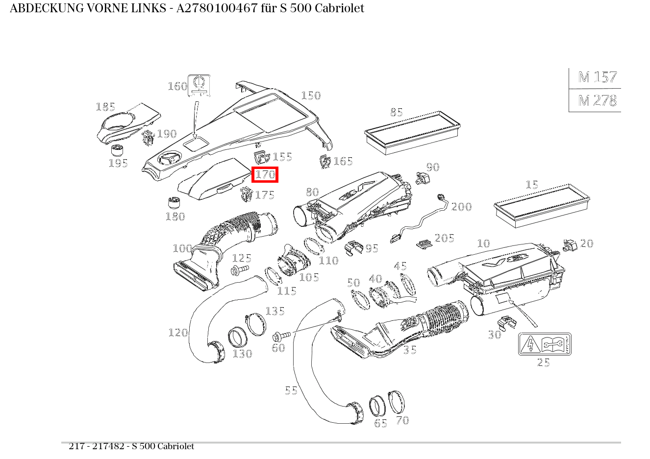Abdeckung VORNE LINKS S 500 Cabriolet 217