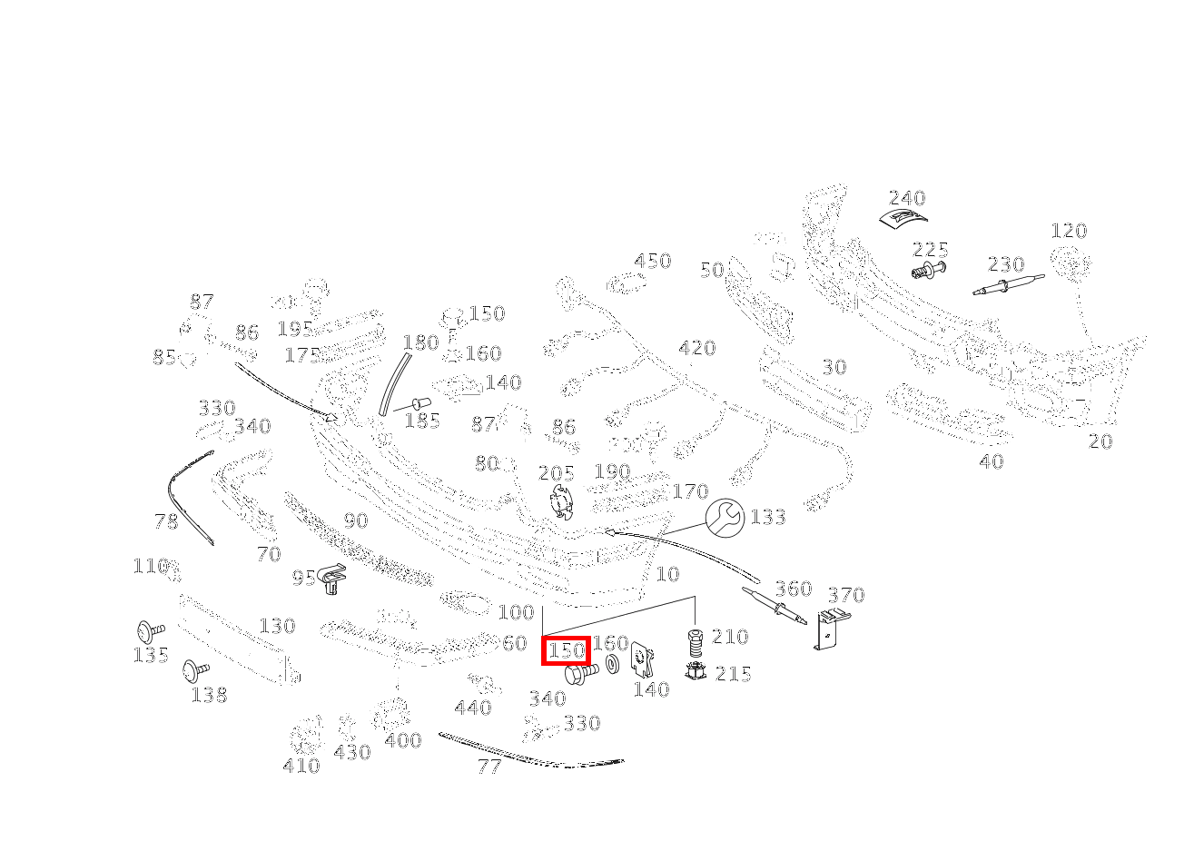 Sechsrundschraube STOSSFAENGER AN TRAEGER UNTEN; M6X35 C 220 d T-Modell 205
