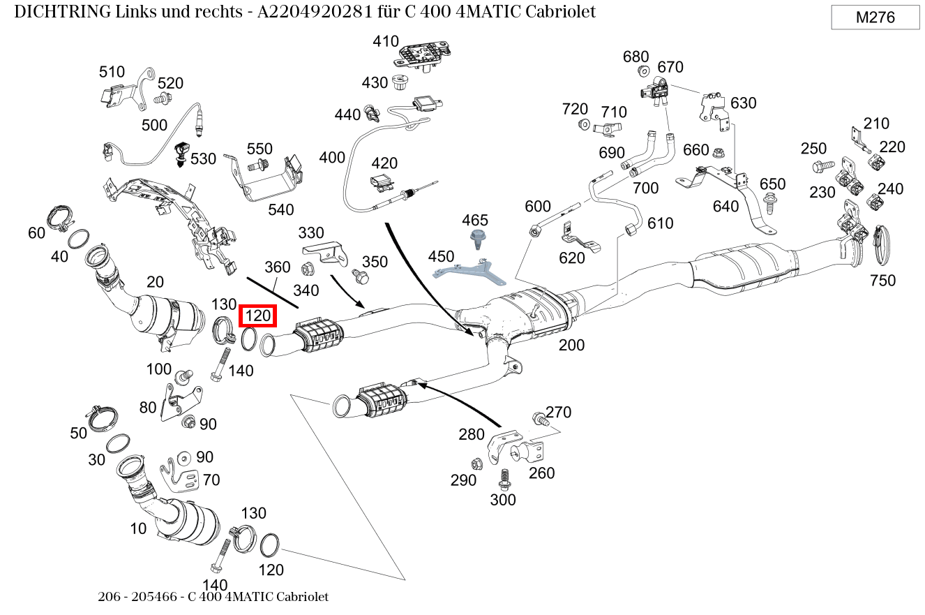 Dichtring Links und rechts C 400 4MATIC Cabriolet 206 Dichtring Links und rechts C 400 4MATIC Cabriolet 206