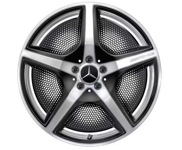 AMG 5-Speichen-Rad, 21 Zoll, 9,5 J x 21 ET 30,1, vanadiumsilber, hochglänzend AMG 5-Speichen-Rad, 21 Zoll, 9,5 J x 21 ET 30,1, vanadiumsilber, hochglänzend