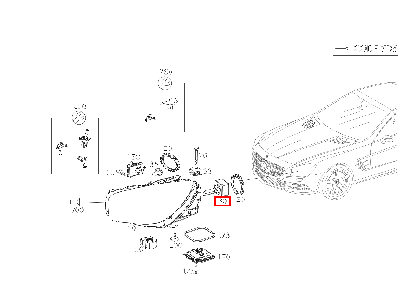 GASENTLAD.LAMPE Abblendlicht und Fernlicht; D1S-35W-BIXENON SL 400 Roadster 231