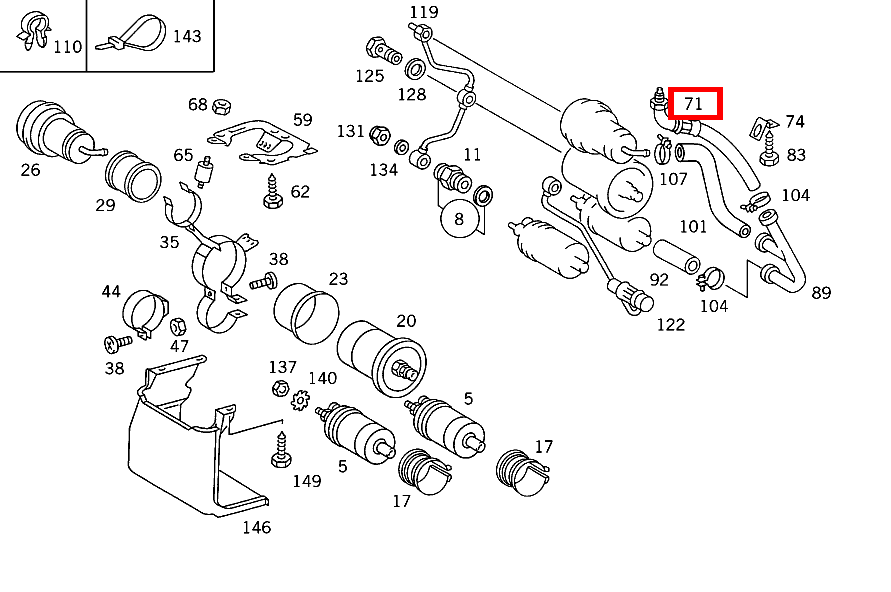 Kraftstoffschlauch 420 SEC COUPE mit Automatic 126 Kraftstoffschlauch 420 SEC COUPE mit Automatic 126