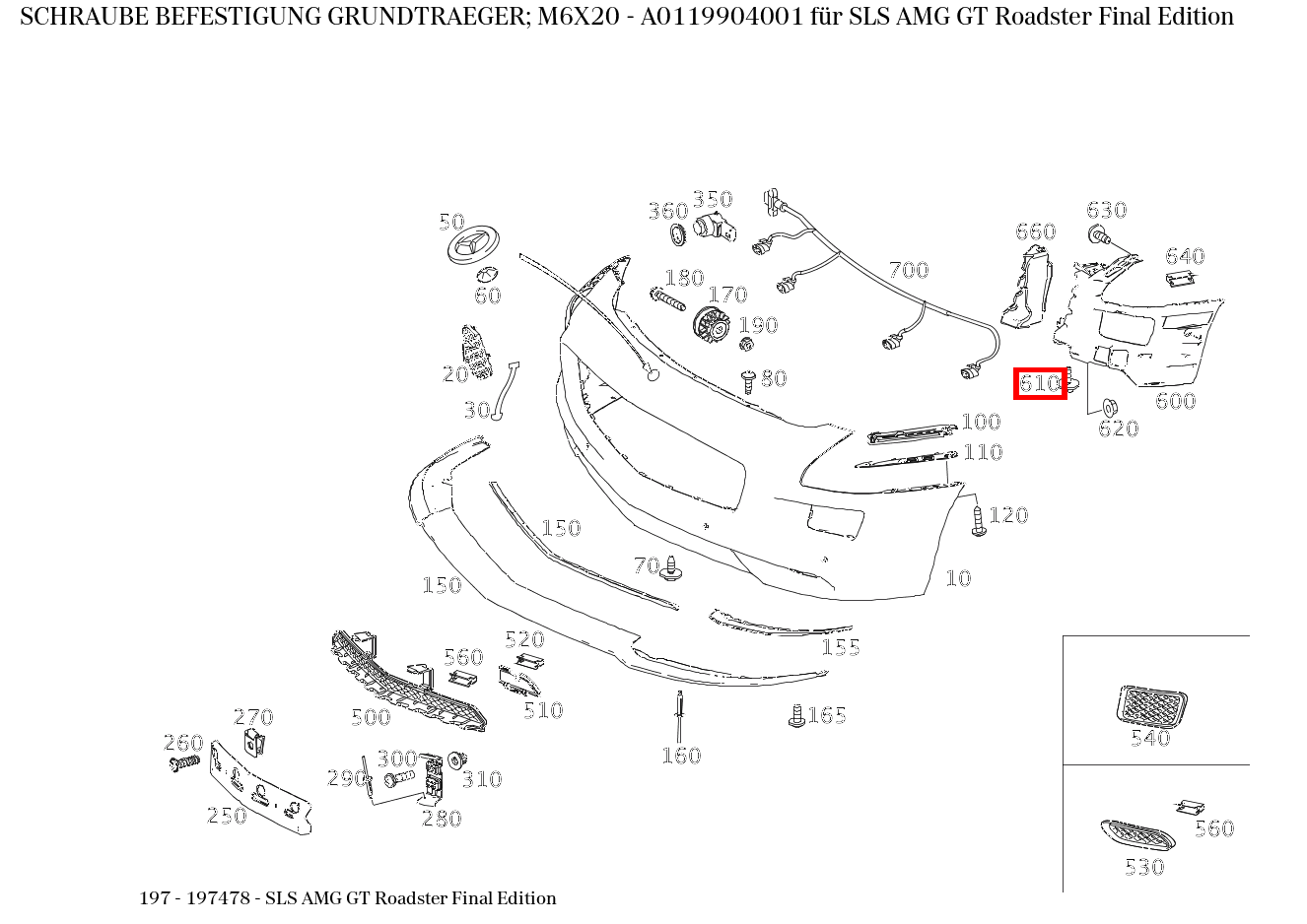 Schraube BEFESTIGUNG GRUNDTRAEGER; M6X20 SLS AMG GT Roadster Final Edition 197