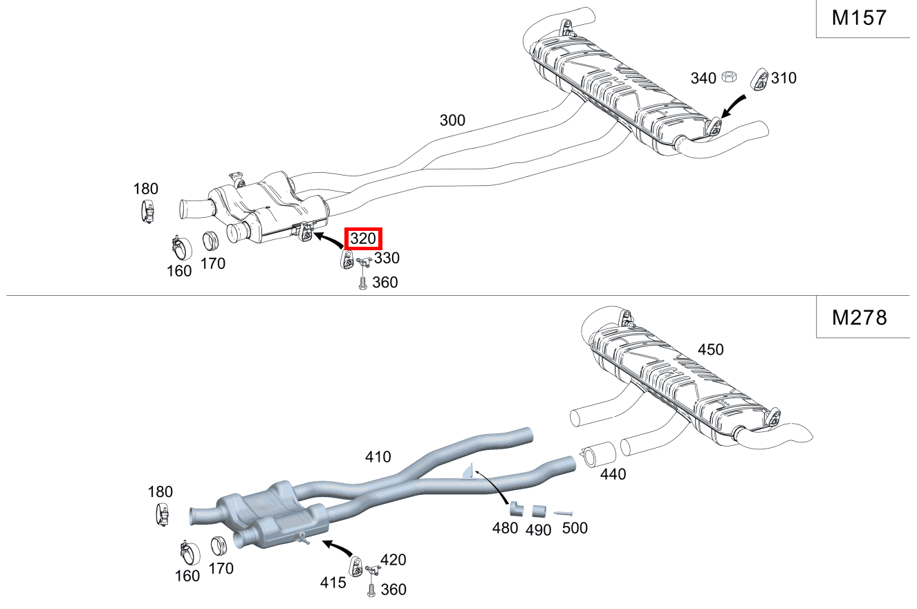 Aufhängering MITTELSCHALLDAEMPFER Mercedes-AMG GLE 63 S 4MATIC Coupé 292
