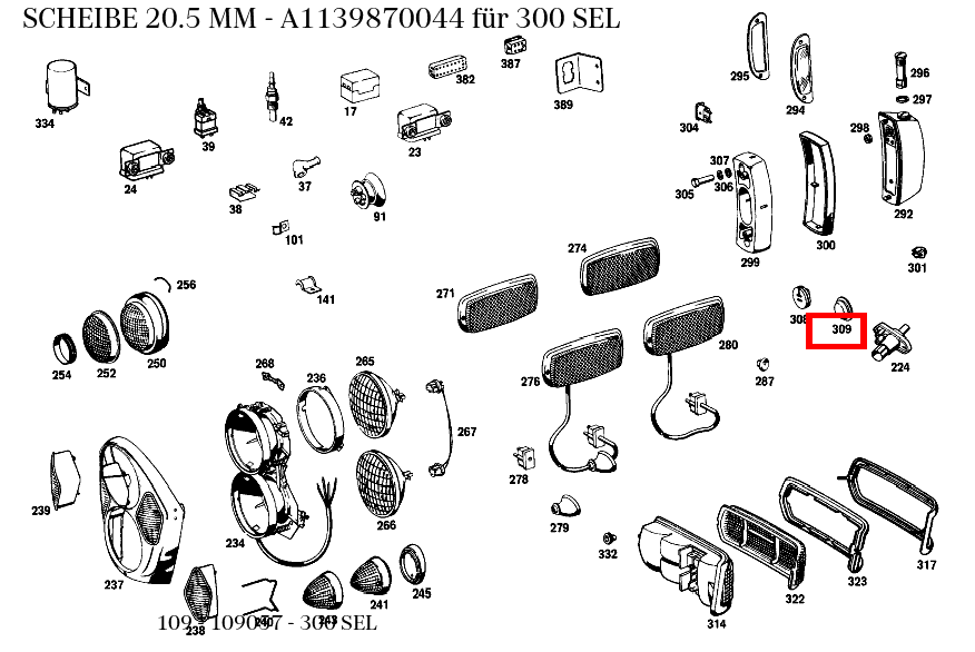 Scheibe 20.5 MM 300 SEL 109