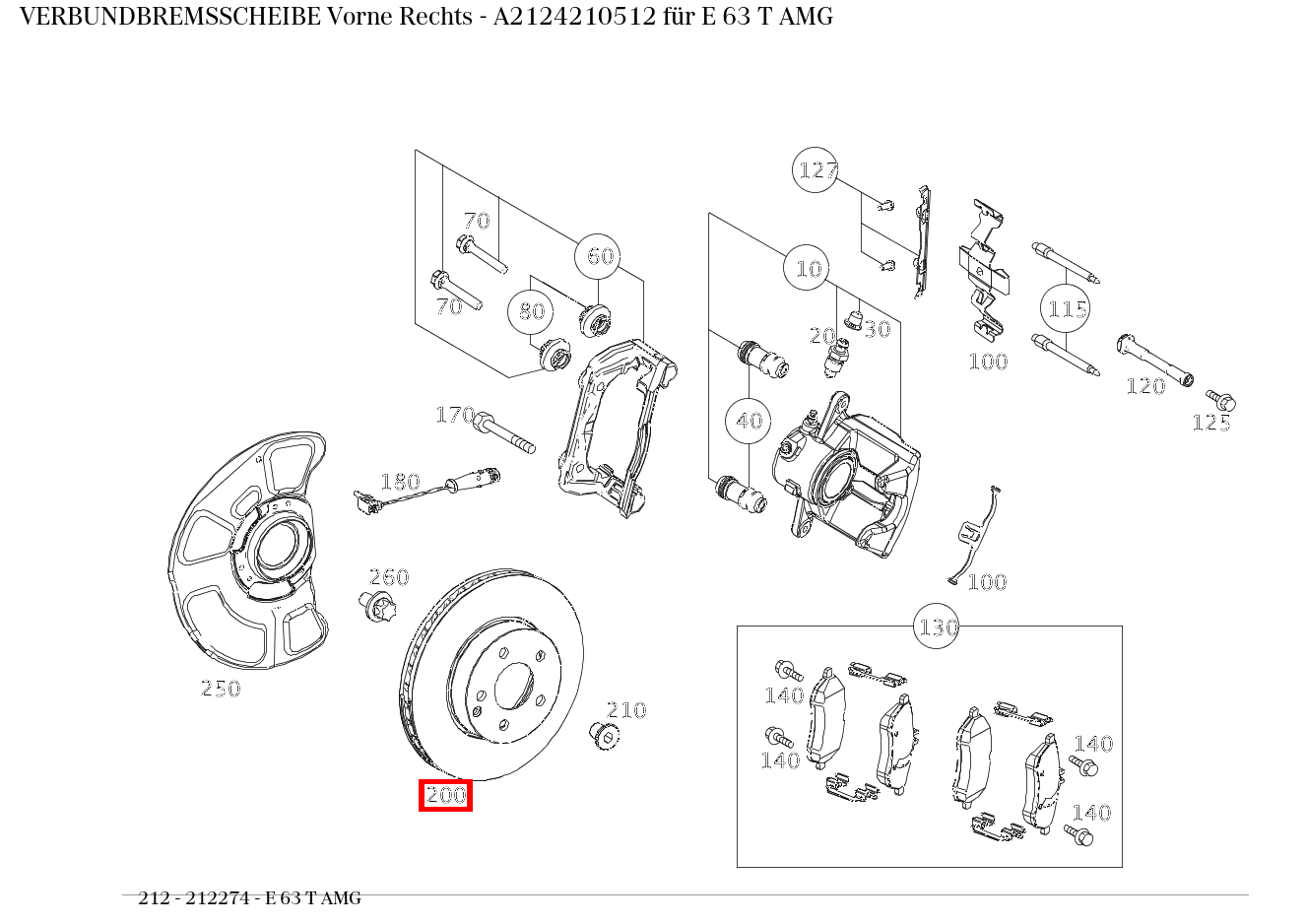 Verbundbremsscheibe Vorne Rechts E 63 T AMG 212