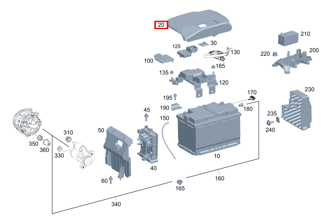 BATTERIEABDECKUNG Starterbatterie B 220 4MATIC 463 BATTERIEABDECKUNG Starterbatterie B 220 4MATIC 463