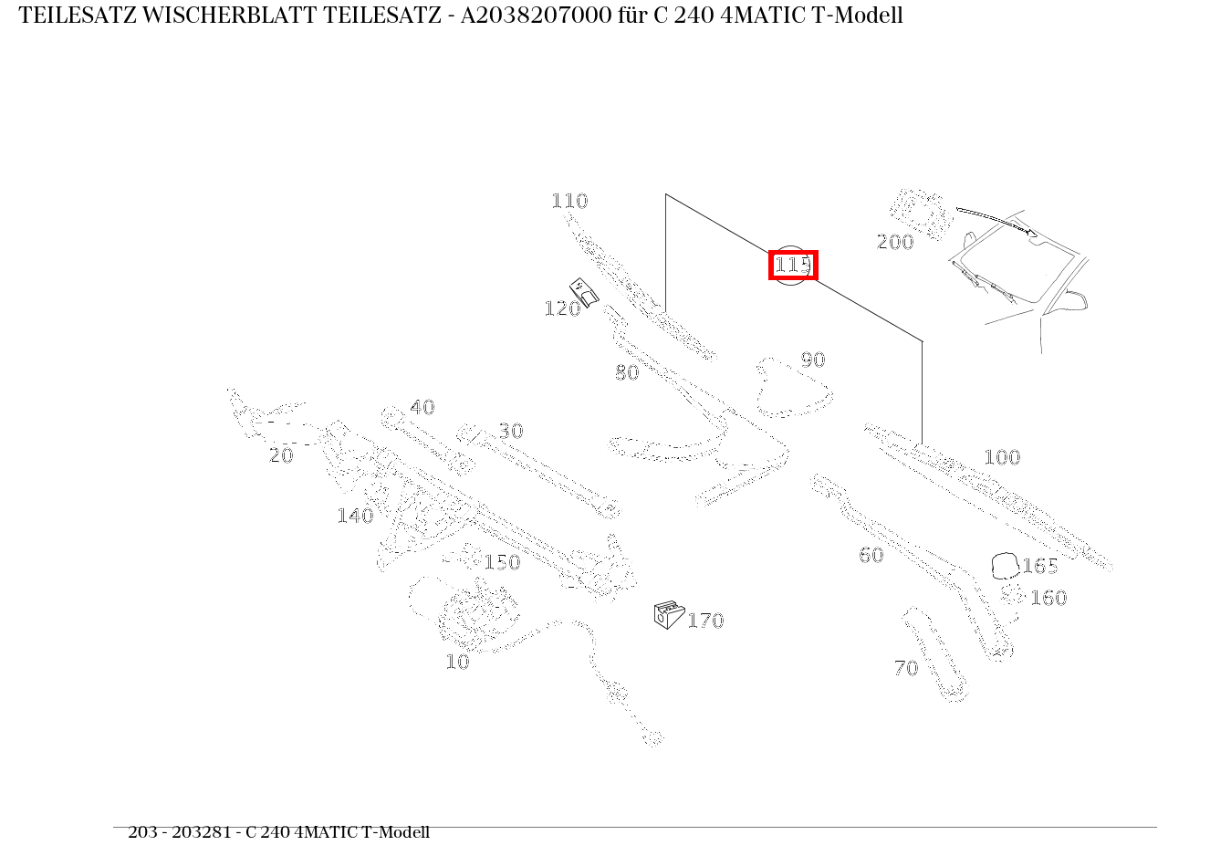 Teilesatz Wischerblatt TEILESATZ C 240 4MATIC T-Modell 203 Teilesatz Wischerblatt TEILESATZ C 240 4MATIC T-Modell 203