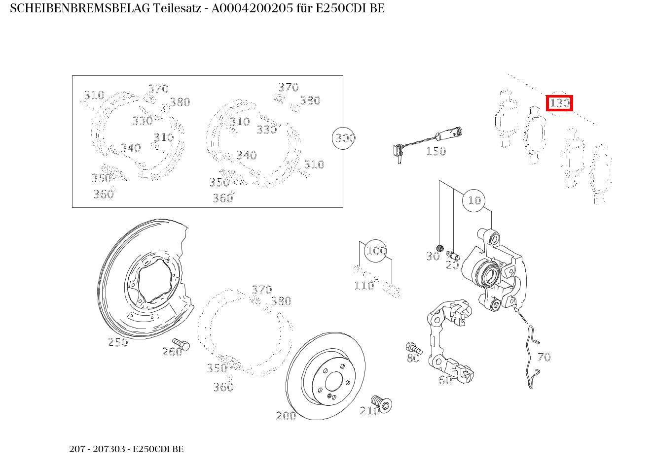 Scheibenbremsbelag Teilesatz E250CDI BE 207 Scheibenbremsbelag Teilesatz E250CDI BE 207