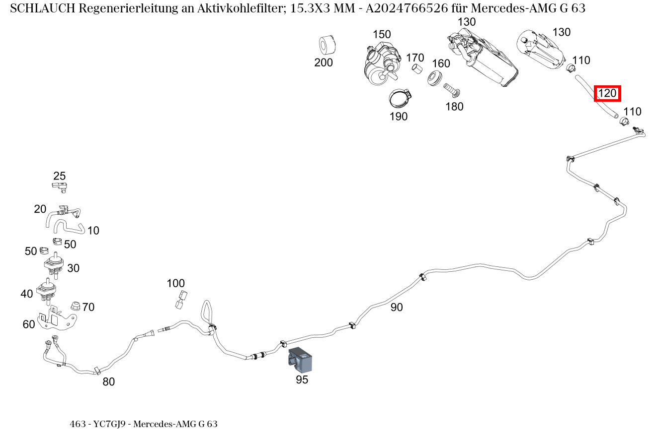 Schlauch Regenerierleitung an Aktivkohlefilter; 15.3X3 MM , , und 