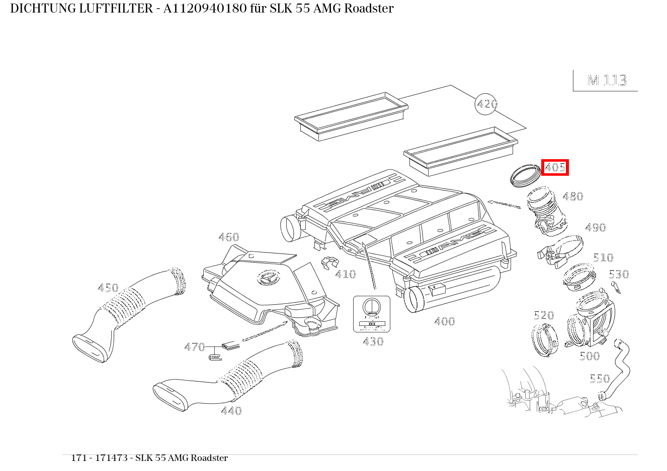 ABDICHTUNG LUFTFILTER SLK 55 AMG Roadster 171 ABDICHTUNG LUFTFILTER SLK 55 AMG Roadster 171