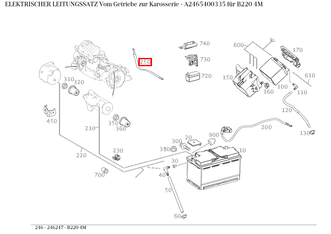 Elektrischer Leitungssatz Vom Getriebe zur Karosserie B220 4M 246