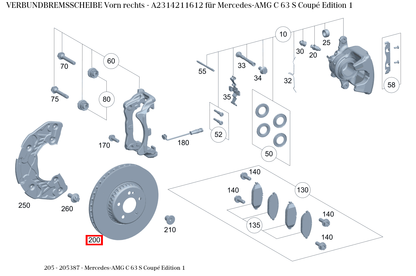 Verbundbremsscheibe Vorn rechts Mercedes-AMG C 63 S Coupé Edition 1 205