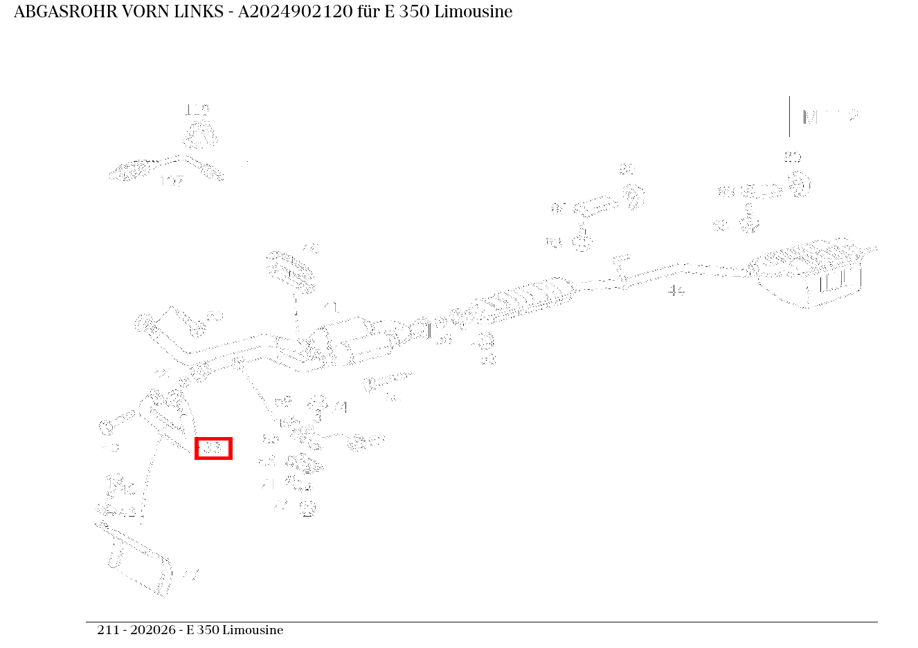 Abgasrohr VORN LINKS E 350 Limousine 211