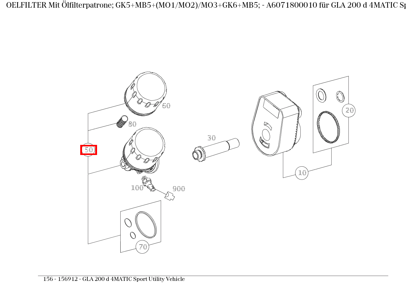 Ölfilter Mit Ölfilterpatrone; GK5+MB5+(MO1/MO2)/MO3+GK6+MB5; GLA 200 d 4MATIC Sport Utility Vehicle 156