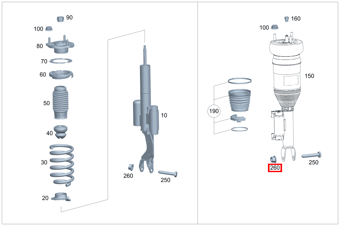 Mutter Federbein an Federlenker; M14X1.5 C 180 205