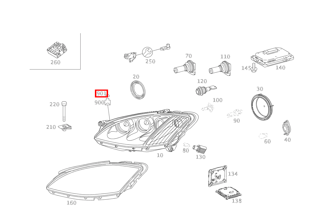 Kontaktbuchse LEUCHTEINHEIT LINKS UND RECHTS E1,E2; 0.5 MM2 MLK 1,2SM S 550 Limousine lang BCA 221 Kontaktbuchse LEUCHTEINHEIT LINKS UND RECHTS E1,E2; 0.5 MM2 MLK 1,2SM S 550 Limousine lang BCA 221