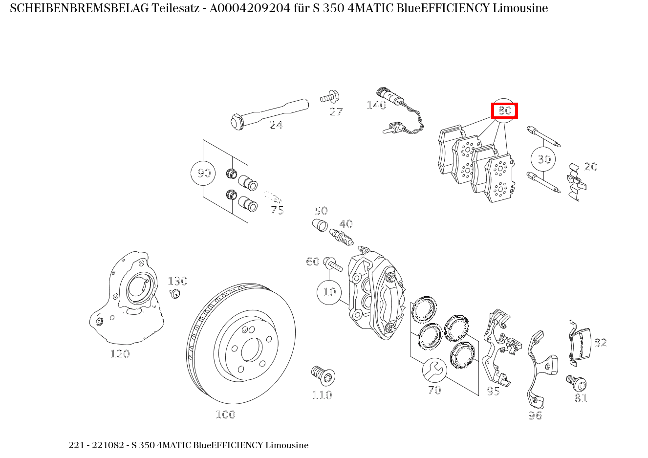 Scheibenbremsbelag Teilesatz S 350 4MATIC BlueEFFICIENCY Limousine 221