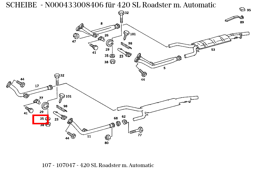 Scheibe 420 SL Roadster m. Automatic 107 Scheibe 420 SL Roadster m. Automatic 107