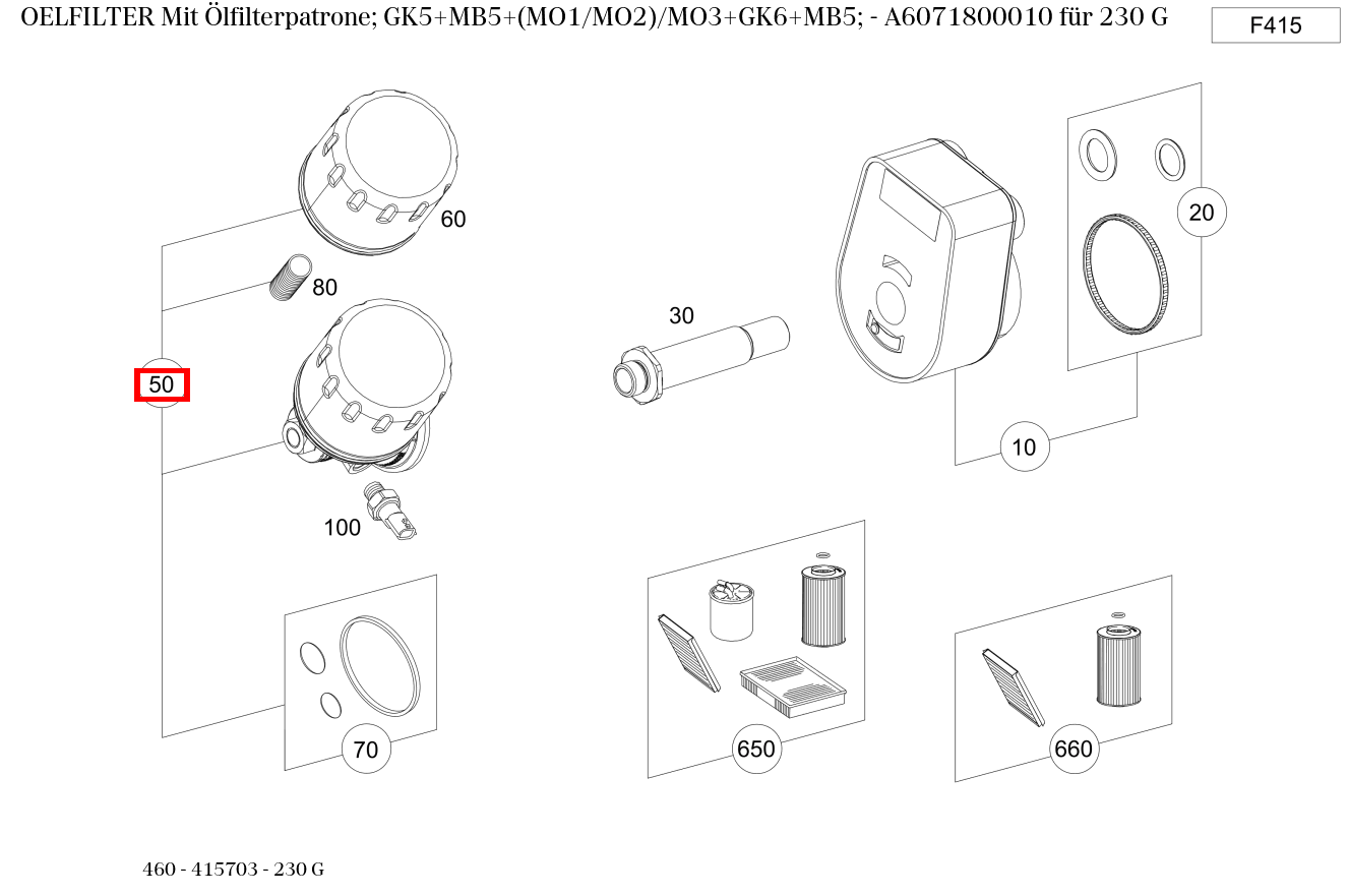 Ölfilter Mit Ölfilterpatrone; GK5+MB5+(MO1/MO2)/MO3+GK6+MB5; 230 G 460
