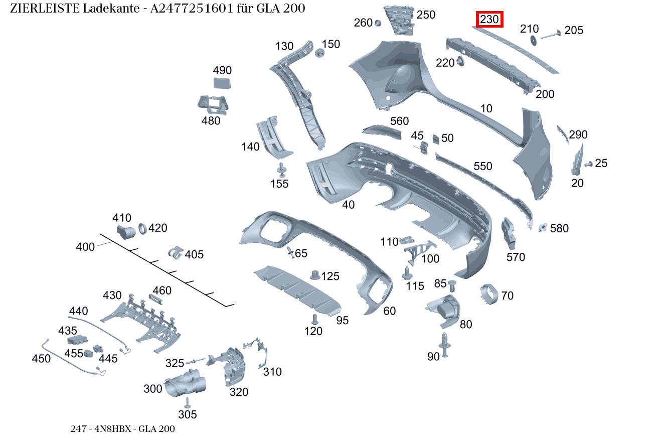 Zierleiste Ladekante GLA 200 247 Zierleiste Ladekante GLA 200 247